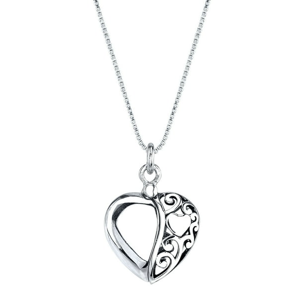 Little Luxuries Little Luxuries Sterling Silver Heart I Love U 2 The Moon And Back Pendant Necklace Walmart Com Walmart Com