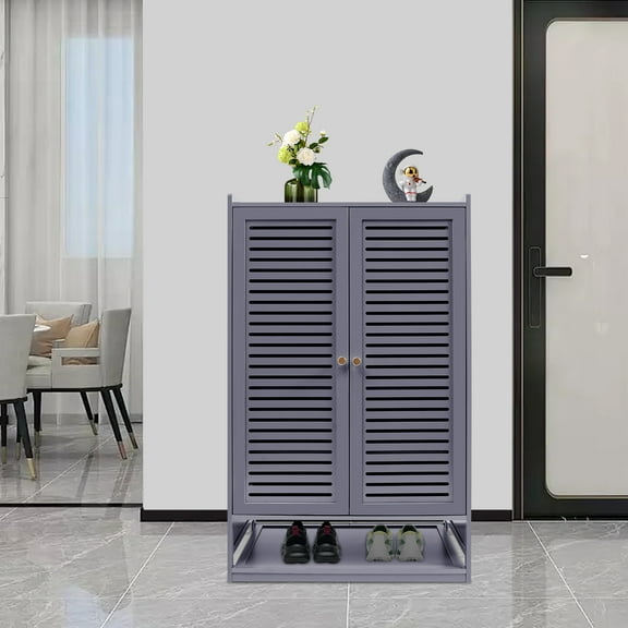 7 Tiers Shoe Storage Cabinet, Modern Shoes Organizer Rectangular Gray