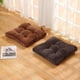 thumbnail image 4 of Nvzi Cojín de pana suave para silla de exterior o patio con lazos, para decoración del hogar, para sillas de comedor de interior, 18" × 18" × 3,6", color marrón, 1 unidad, 4 of 5