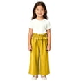 thumbnail image 5 of Girls Wide Leg Cotton Pants Paperbag High Waist Ruffle Hem Palazzo Trousers Kid Summer Baggy Oversize Casual Flowy Beachwear, 5 of 5