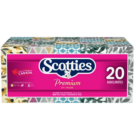 Scotties Premium Facial Tissue, Soft & Strong, Hypoallergenic and Dermatologist Tested, 20-pack