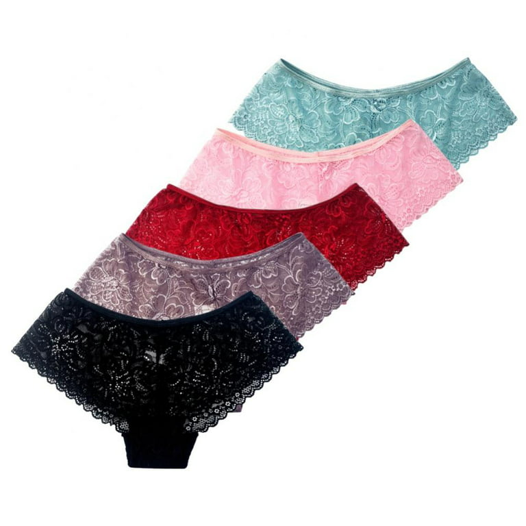 Women's Lace Underwear Boyshort Panties Sexy Sheer Hipster Panty for  Ladies, 6 pack, M/L
