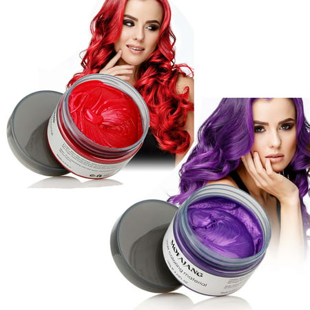 Mofajang Hair Wax 2 Colors Kit Temporary Hair Coloring Styling Cream Mud Dye - Red,