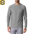 thumbnail image 2 of yoeyez Men's Sun Protection Shirts Solid Color Long Sleeve Sunscreen Shirt Lightweight Breathable Spf Rash Guard for Fishing Hiking Swimming Running Gray,L, 2 of 7