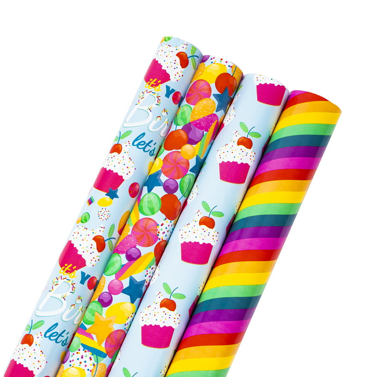 Rainbow Birthday Party Reversible Wrapping Paper - 30 X 98.5' Jumbo R