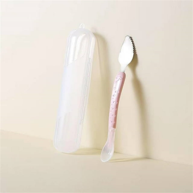 TIMIFIS Fruit Double Headed Scraper Spoon Fruit Double Headed Scraper Spoon Baby Food 304 Stainless Steel Soft Spoon Spoon Spoon Spoon Q Cute Soft Spoon Head Round and Not Harmful to The
