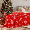 thumbnail image 2 of Christmas Throw Blanket Red White Snowflake Blankets Ultra Soft Flannel Fleece Bed Cover Xmas Winter Holiday Throw Warm Cozy Fuzzy Plush Blankets Lightweight Cabin Throw for Sofa Couch 60" X 80", 2 of 7