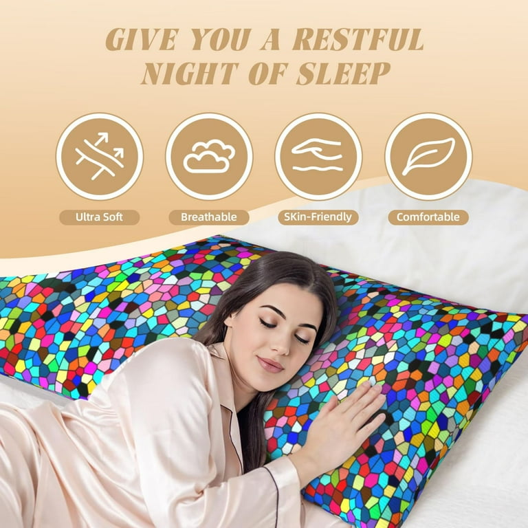 Lsque Colorful Tie Dye Stained Glass Body Pillow Case Cover