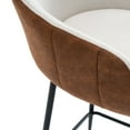 thumbnail image 5 of Horatia Mid-Century Modern 26.5'' Counter Height Bar Stools, Upholstered Barstools with Metal Legs, Beige+Brown, Set of 2, 5 of 9