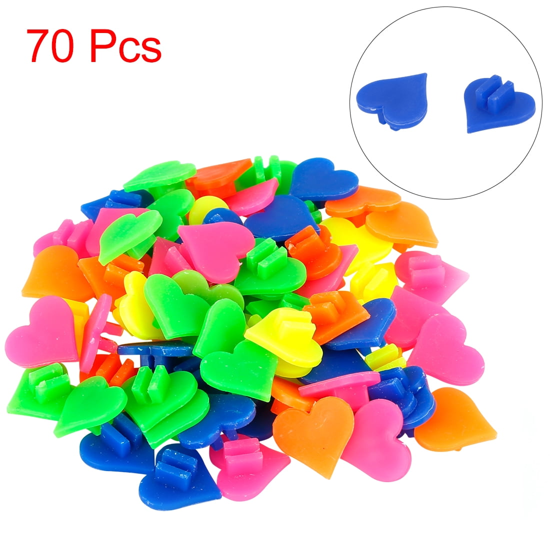 Unique Bargains 70pcs Bike Wheel Spoke Bead Decoration Heart Shaped Plastic Color