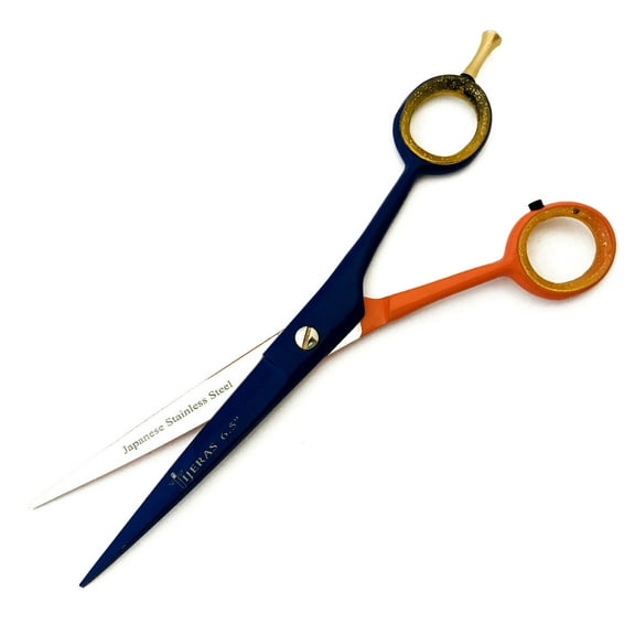 PROFESSIONAL TIJERAS 6.5" BARBER HAIR STYLING SCISSOR SHEAR JAPANESE NAVY/ORANGE