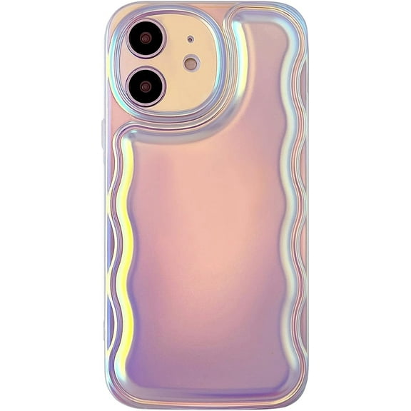 for iPhone 12 Case 6.1 inch,Cute Plating Wave Frame Soft TPU Bling Colorful Sparkle Laser Light Glitter Phone Case for iPhone 12 for Women Girls