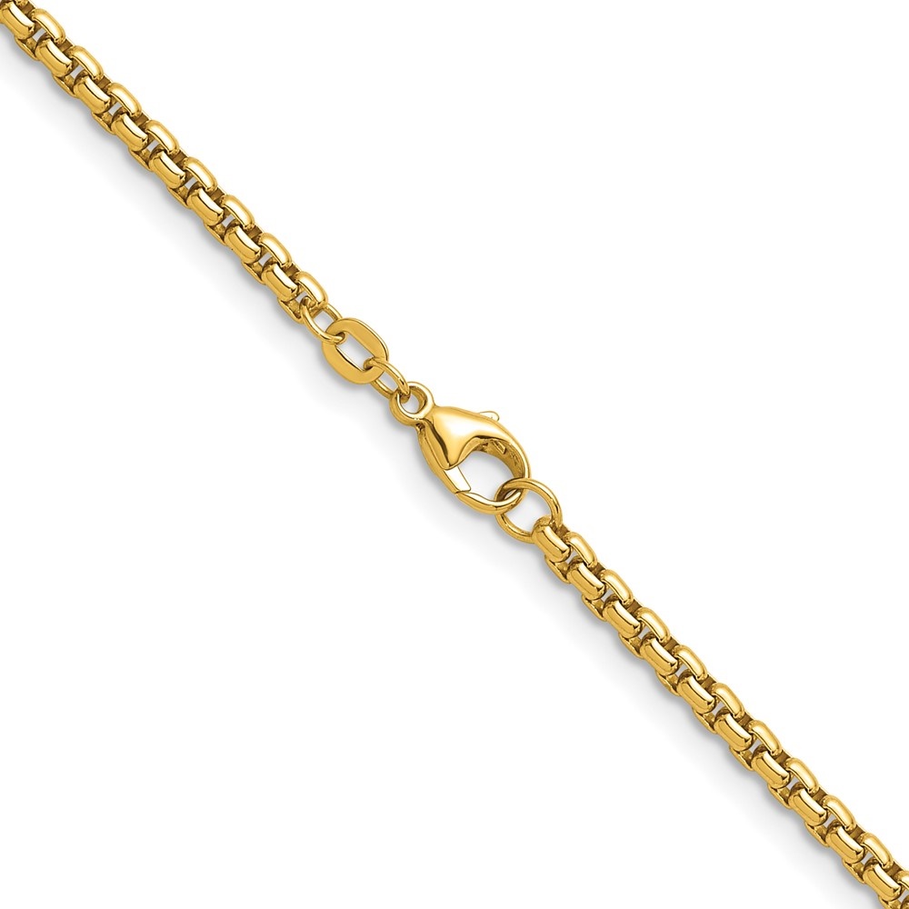 Diamond2Deal 18K Yellow Gold Polished 3.2mm Solid Round Box Chain Necklace for Women 18"