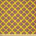 thumbnail image 2 of Ambesonne Ethnic Fabric by the Yard Microfiber, Vintage Floral-Like Motifs, 1 Yard, Yellow and Dark Magenta, 2 of 2