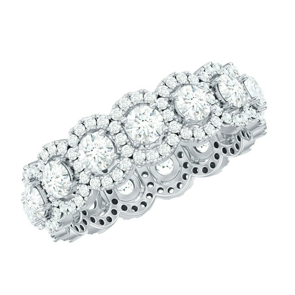 925 Sterling Silver 2.38 Ctw Round 3.00mm Moissanite Eternity Full Circle Wedding Ring for Women