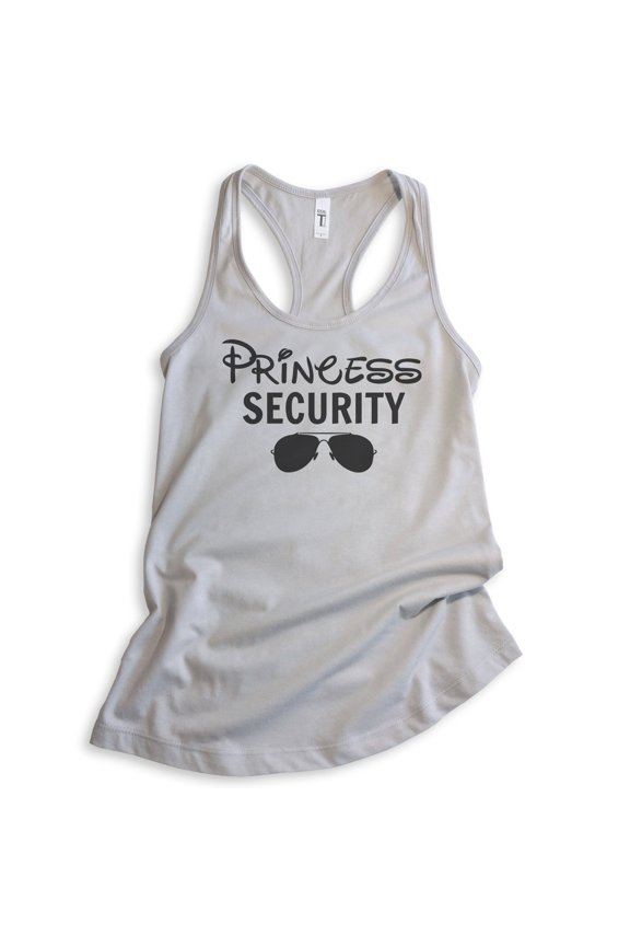 Princess Security Tank Top, Ladies Racerback Tank Top, Funny Princess Tank, Princess Vacation Tank, Silver Gray, X-Large