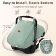 thumbnail image 6 of Baby Car Seat Cover, Caveen Muslin Infant Carseat Canopy, with Breathable Mesh Window, Universal Fit Most Car Seats, Green, 6 of 8