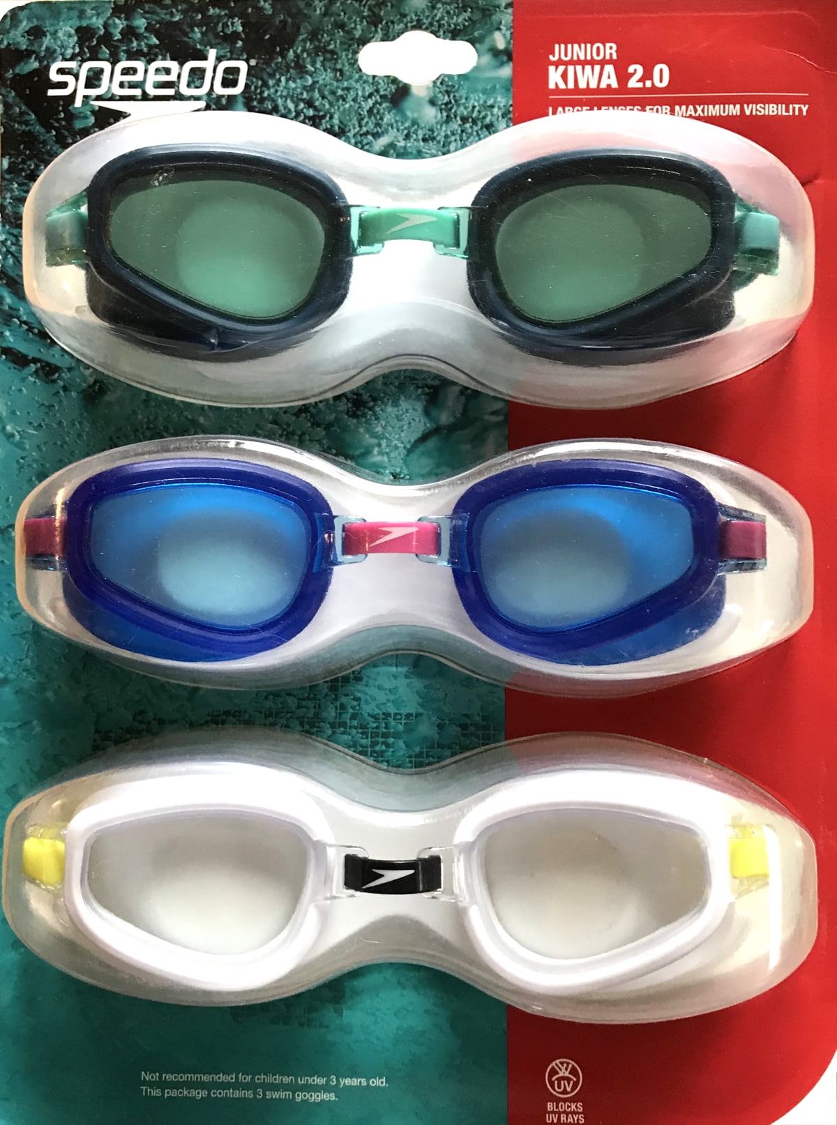 SPEEDO SWIM GOGGLES Junior Kiwa 3 Pack Of goggles NEW Free Shipping 