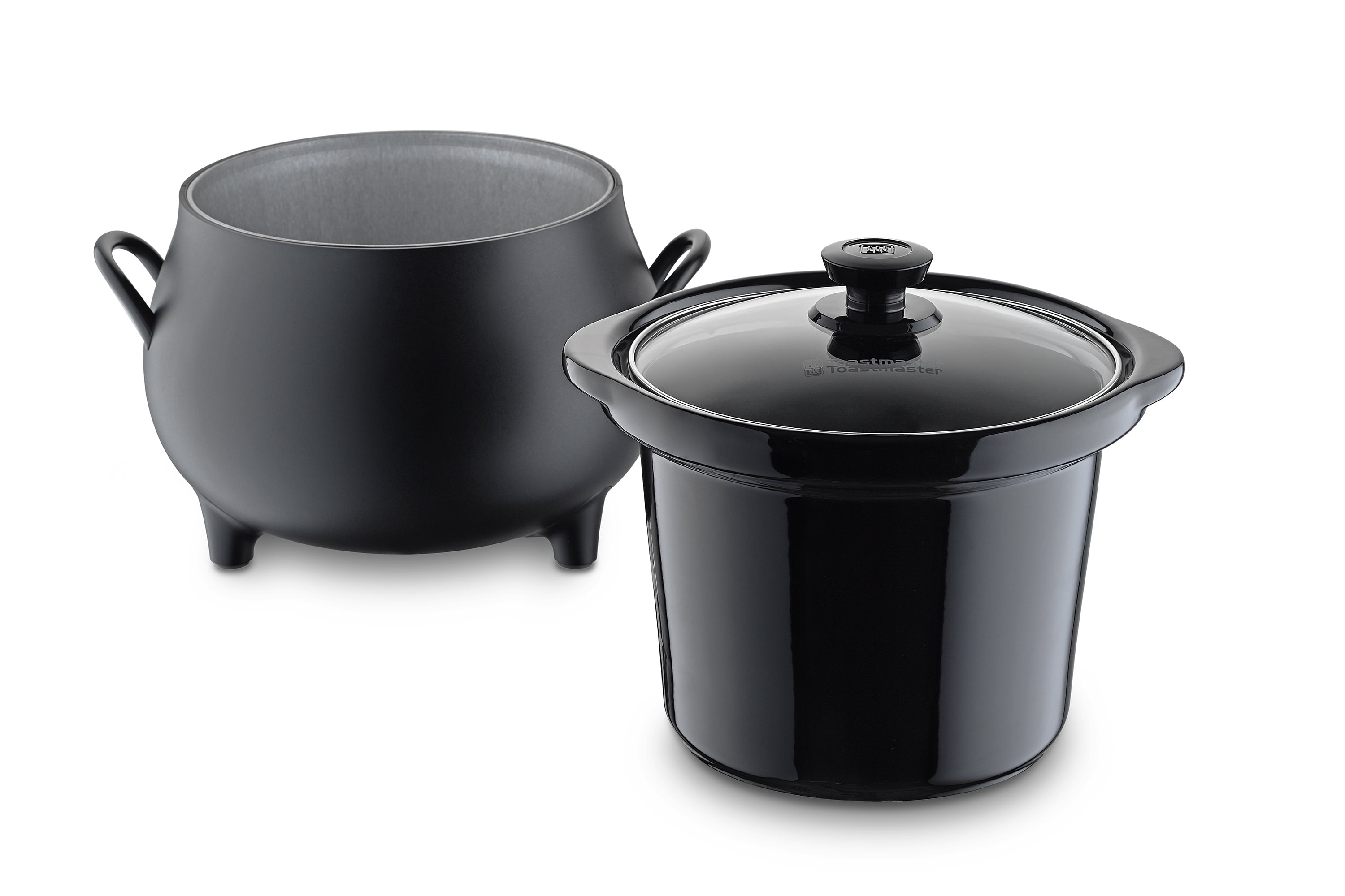 Toastmaster 4QT Black Cauldron Slow Cooker with Removable Crock and Glass Lid