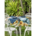thumbnail image 3 of Outdoor Tablecloths with Umbrella Hole & Zipper, Sunflowers Trucks Round Tablecloths 60 Inch, Spring Farmhouse Eucalyptus Orange Plaid Waterproof Table Cloth, Patio/Pool/Picnic Table Covers, 3 of 8