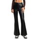 thumbnail image 3 of Pantalones de piel sintética para mujer, pantalones rectos de cintura alta de PU con bolsillos, 3 of 5