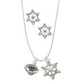 thumbnail image 1 of Delight Jewelry Silvertone Football Spinner Silver tone Snowflake Charm Necklace and Stud Earrings, 1 of 4