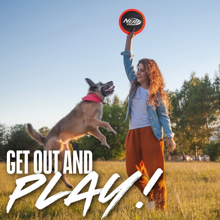 Nerf Dog Toy - 11'' Nylon Frisbee Flyer Pet Toy - Black/Red