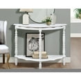 thumbnail image 2 of DeeHome 42'' Retro Circular Curved Half-Moon Console Table with Cloud Design Top and Open Shelf Solid Wood Frame and Legs, Milk White, 2 of 9