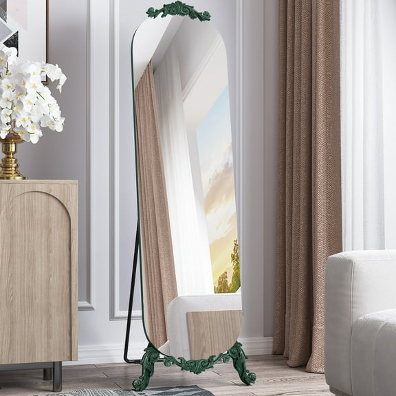 HLR 61.5"x 20" Full Length Mirror Arched Standing Floor Mirror Full Body Mirror, Green