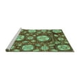 thumbnail image 2 of Ahgly Company Machine Washable Indoor Square Abstract Turquoise Blue Modern Area Rugs, 3' Square, 2 of 4