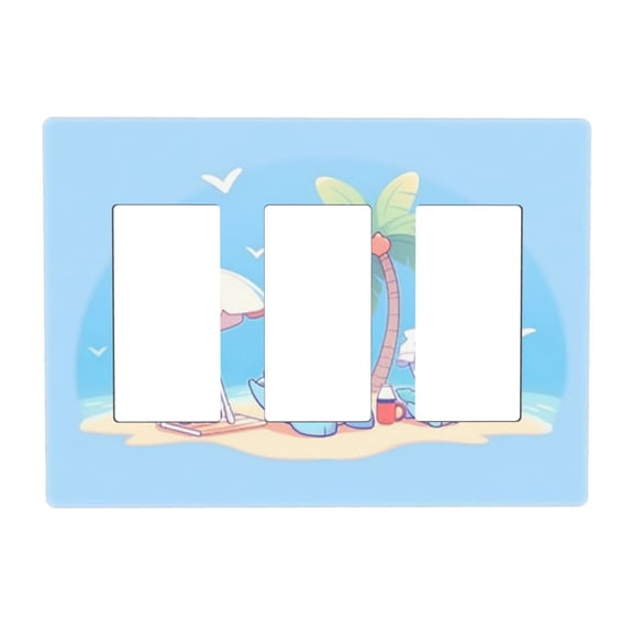 Cute Dinosaur In Holiday Switch Cover Decorative Wall Plate 3-Gang Screwless Standard Size