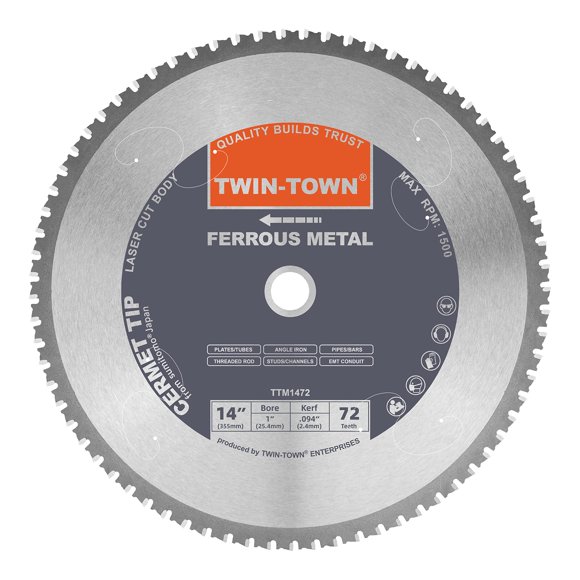 Hoja de sierra TWIN-TOWN de 14 pulgadas y 72 dientes para acero y metal