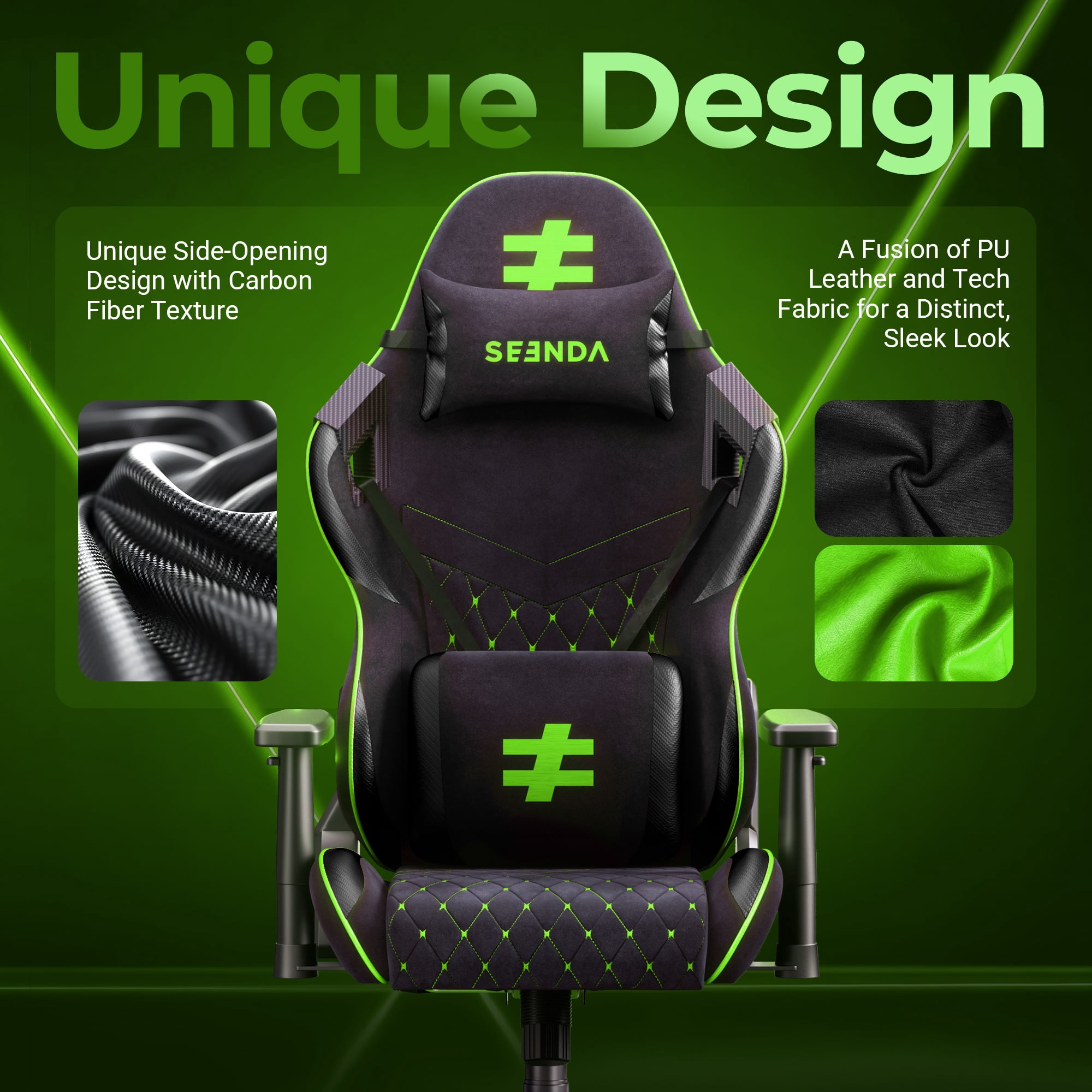 Seenda Gaming Chair for Adults 400lbs, Ergonomic Office Desk Chair with Lumbar Support, High Back Computer Chair for Home Office, BIFMA Certified