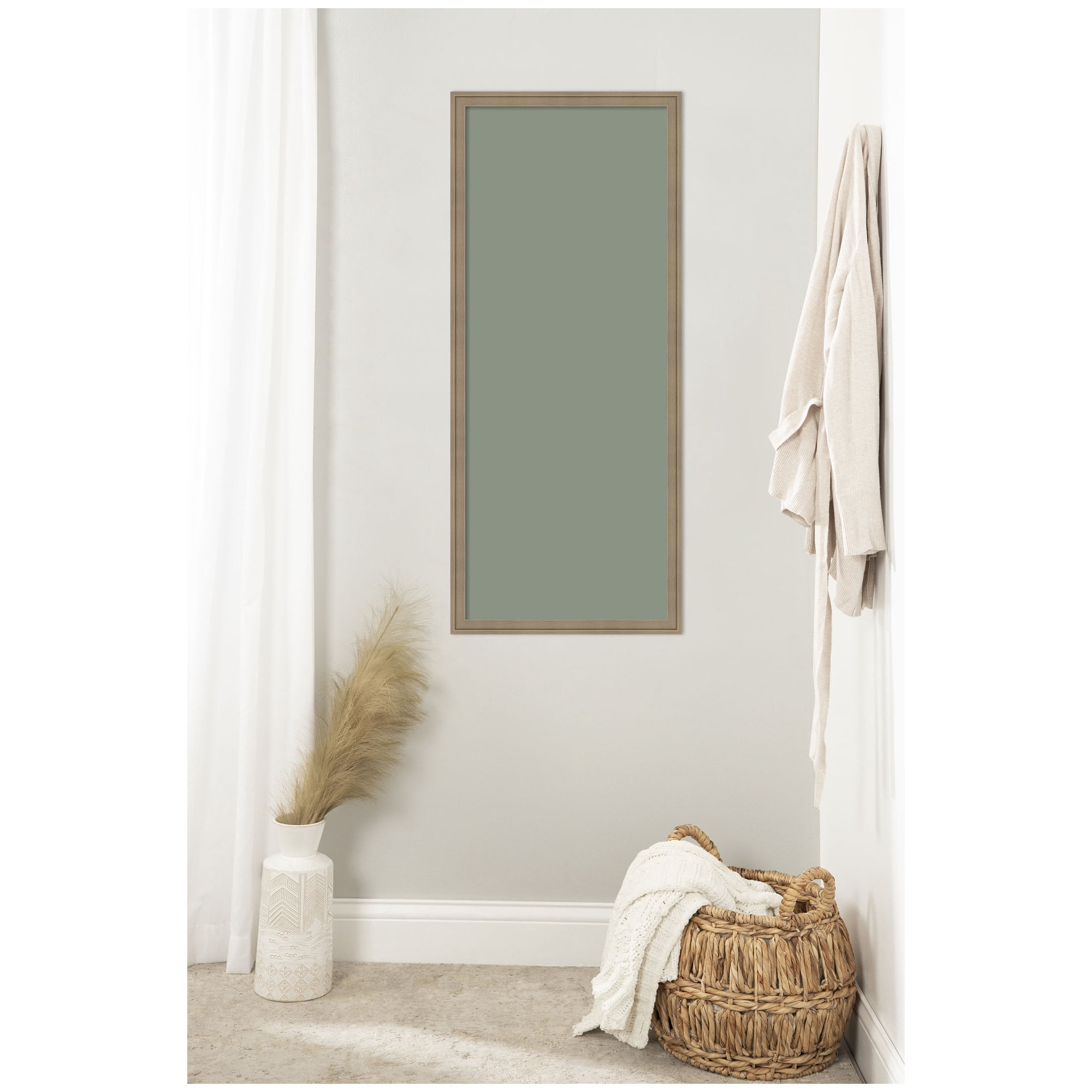 Kate and Laurel Framed Fabric Pinboard 18 x 42,  Printed Linen Classic Bulletin Board for Use as a Vision Board or Wall Organization, Florence Light Brown Frame