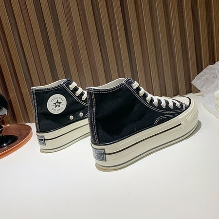 

Classic High Top Platform Sneakers Casual Canvas Lace-Up Skate Shoes Women‘s Footwear Fashionable And Versatile Shoes