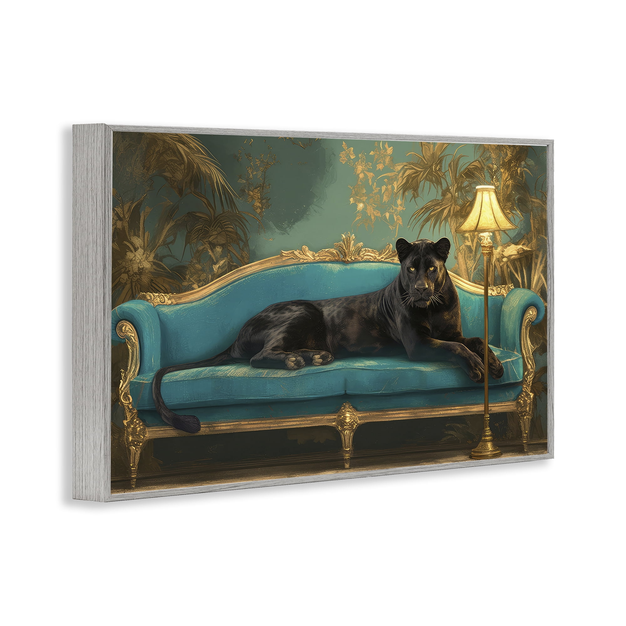 Stupell Industries Exotic Lounging Panther Gray Framed Giclee Art, design by Tina LeCour
