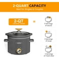 thumbnail image 3 of May in Color 2 Quart Slow Cooker, Small Slow Cooker with Removable Ceramic Pot, Slow Cookers Food Warmer with 3 Heating Settings & Dishwasher Safe Glass Lid, Grey, 3 of 8