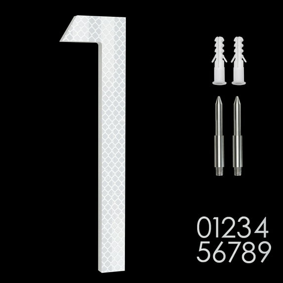 8" Reflective Address Numbers For House,Modern House Numbers Large Black Exterior Street Metal floating house numbers for outside Floating Mount Or Flush Mount Aluminum Home Door Number 1