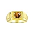 thumbnail image 1 of RYLOS Men's Ring Yellow Gold Plated Silver Ring, 7MM Round Shape Gemstone Designer Style Rings Tiger Eye November Birthstone Rings Silver Size 13, 1 of 7