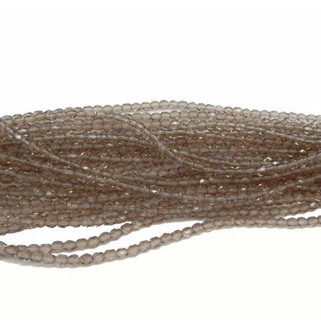 Faceted Smokey Quartz Gemstone - 48 Firepolish Faceted Czech Glass, Loose Beads, 4mm Smokey Topaz