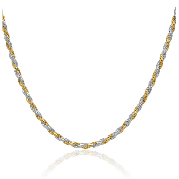 925 Sterling Silver 2.5mm Rope Chain Twisted Link Necklace