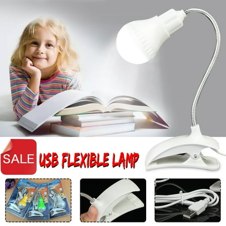 - 360° Rotating Adjustable Flexible USB LED Night Light Clip-On Laptop Bedside Desk Reading Lamp