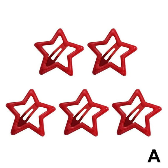 Womens Red Five-pointed Star BB Hairpin Bangs Clip Star Hairpin O4W5 Red Headdress Hair Accessories