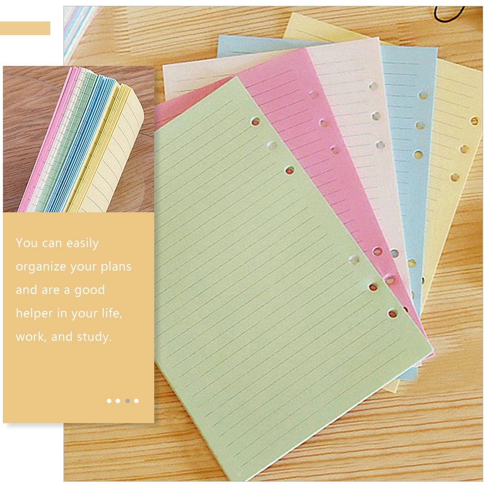 Raindrops 100 Pcs A5 Loose-Leaf Refill Paper for Notebooks, Travel-Friendly Colorful Writing Sheets