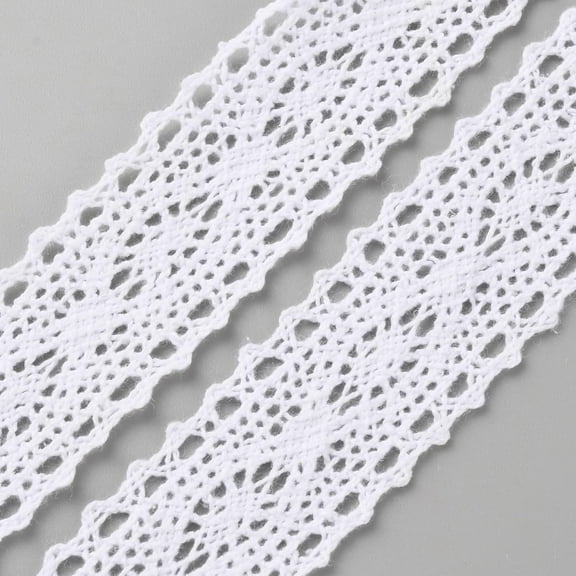 5Yards Flat Cotton Lace Ribbon for Jewelry Making Birthday Wedding Party Decoration White 1-1/8 inch(30mm) White