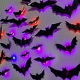 thumbnail image 4 of QuyiFa Halloween 3D LED Bat Wall Decor, Glow in Dark Waterproof PVC Light Up Bats Stickers, Reusable Indoor Outdoor Haunted House Decorations, 4 of 8