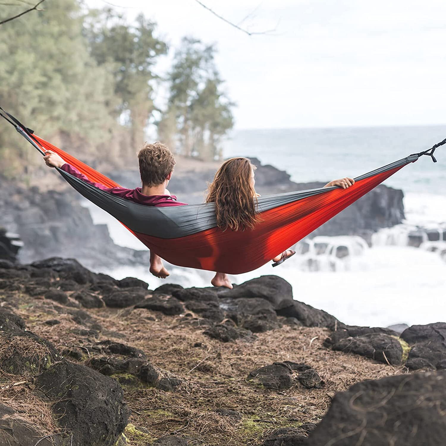 BIRLON Blue Nylon Camping Hammock, with 2 Steel Buckles and Rope, 106.3 x 55.1 inches Single Hammock