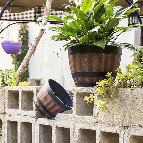 GAXIRE Deep Black Flower Pot Planter 1-Pack for Outdoor Garden, Yard, Patio, and Home Planting