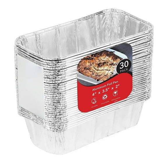 Disposable Aluminum Foil Loaf Pans 1 Lb 30 Count, Mini Baking Tins for Homemade Bread Cake Meatloaf, Oven Freezer Safe, Silver