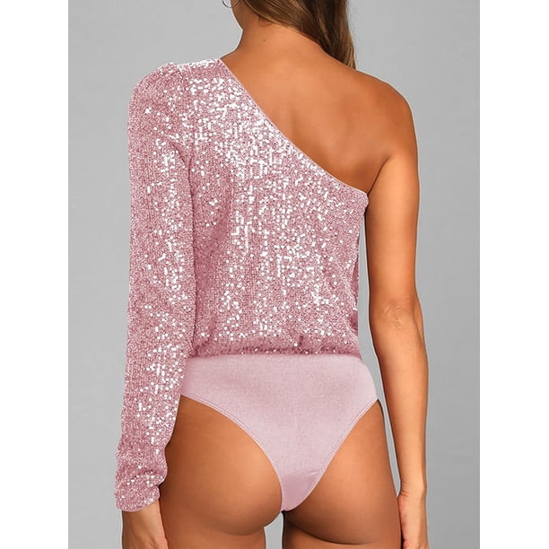 GXFC Women's Sexy Bodysuit One Shoulder Sequin Playsuit for Women Prom  Cocktail - Walmart Business Supplies